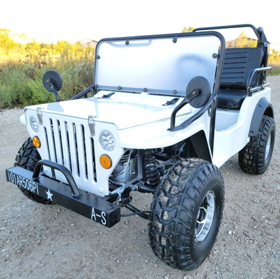 Edição branca da ELITE de Mini Gas Golf Cart Jeep levantada com bordas e os alargamentos feitos sob encomenda do para-choque
