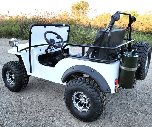 Edição branca da ELITE de Mini Gas Golf Cart Jeep levantada com bordas e os alargamentos feitos sob encomenda do para-choque