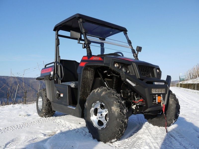 Veículos utilitários Tiltable do gás do guincho do carregador de UTV 250 com Efi - vermelho, Windsheild e barra de reboque