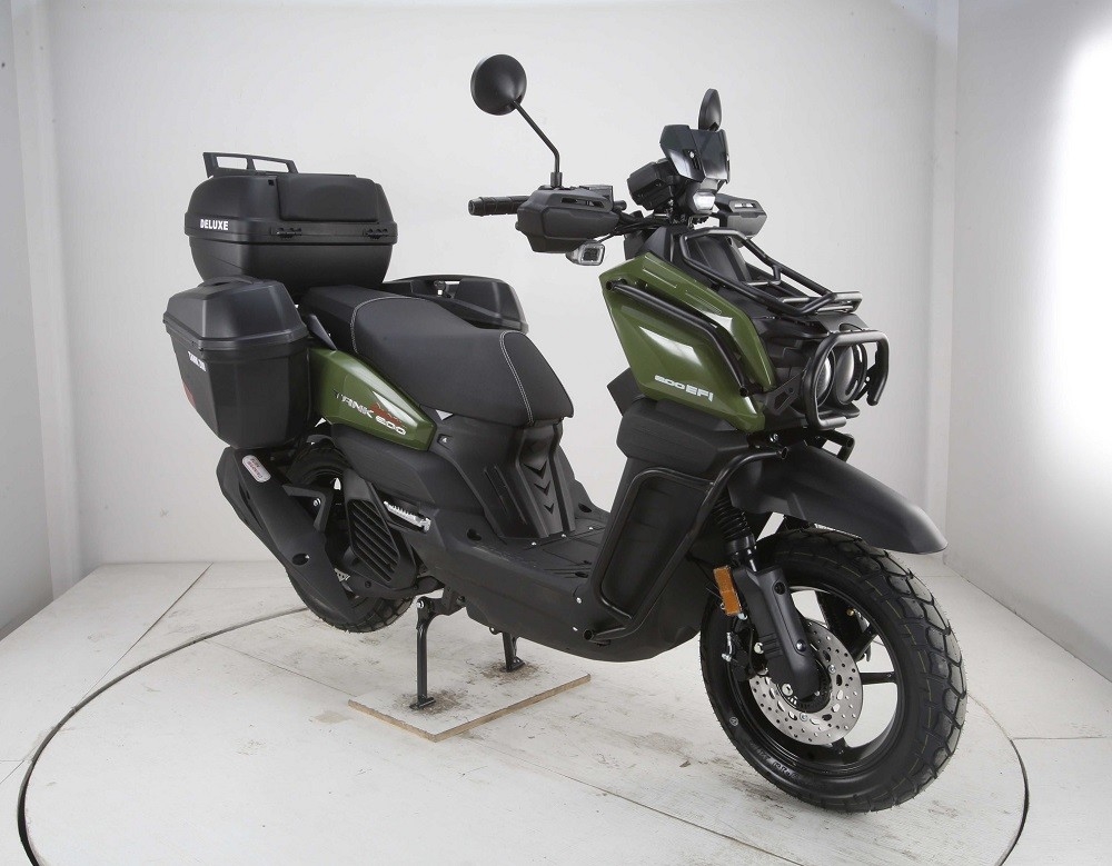 Nova scooter estilo exército 200 tanque 200 Efi modelo de luxo com pneus maiores e portadores de bagagem lateral
