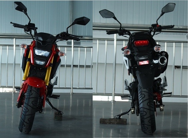 Motocicleta de edição especial com transmissão manual, arranque elétrico, faróis duplos, rodas grandes de 12 polegadas
